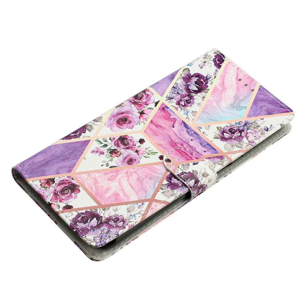 For Xiaomi 17 Pro Wallet Case PU Leather Pattern Printing Stand Phone Cover with Strap - Purple Flowers