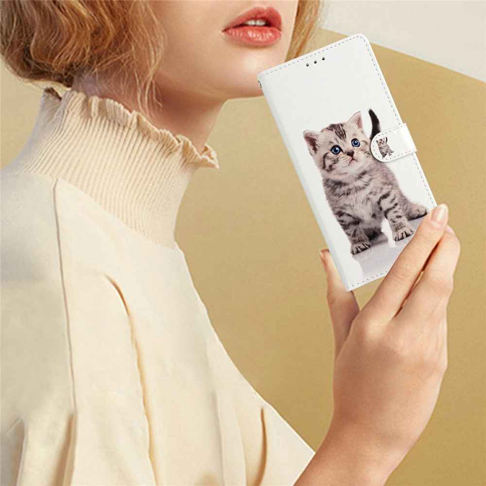 For Xiaomi 17 Pro Wallet Case PU Leather Pattern Printing Stand Phone Cover with Strap - Cute Cat