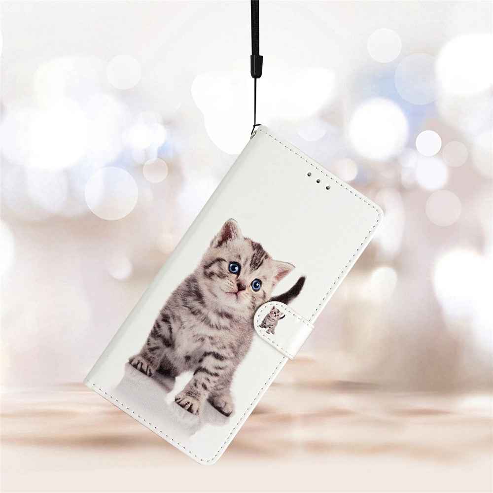 For Xiaomi 17 Pro Wallet Case PU Leather Pattern Printing Stand Phone Cover with Strap - Cute Cat