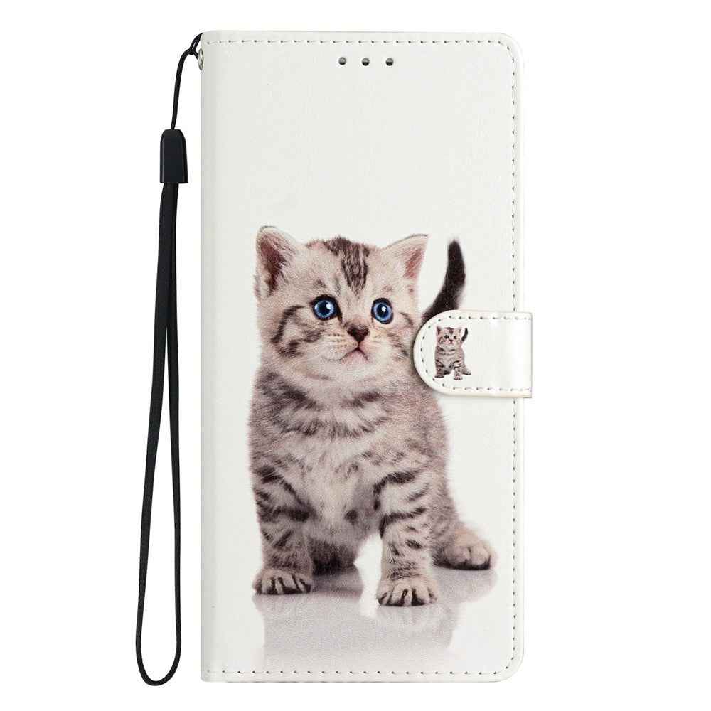 For Xiaomi 17 Pro Wallet Case PU Leather Pattern Printing Stand Phone Cover with Strap - Cute Cat
