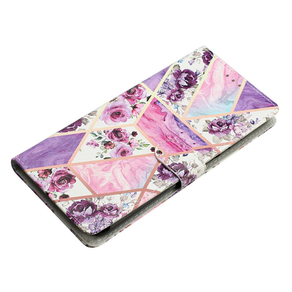 For Xiaomi 17 Pro Max Wallet Case PU Leather Pattern Printing Stand Phone Cover with Strap - Purple Flowers