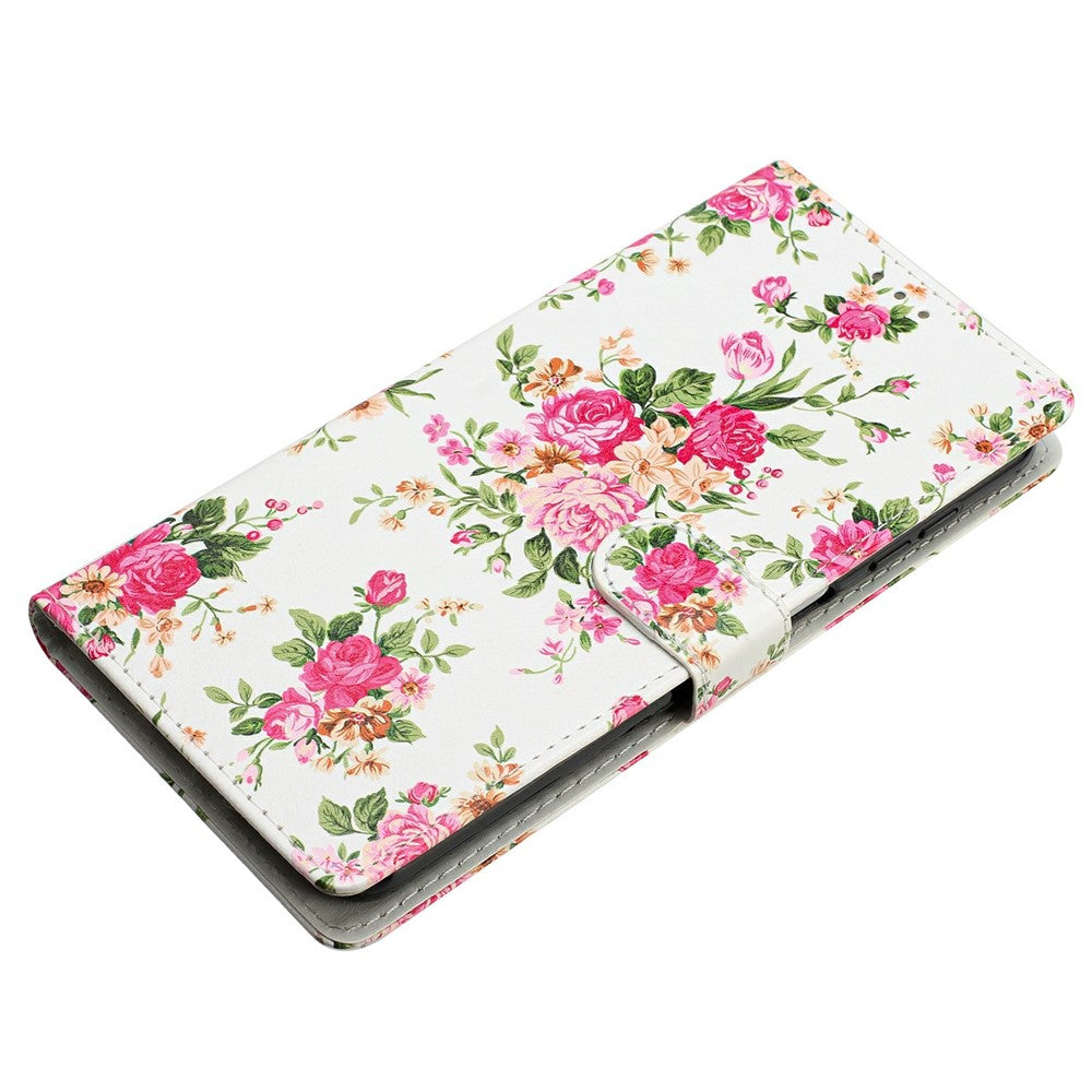 For Xiaomi 17 Pro Max Wallet Case PU Leather Pattern Printing Stand Phone Cover with Strap - Red Flowers