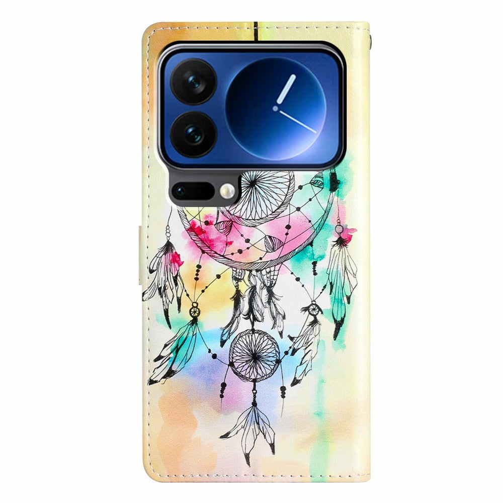 For Xiaomi 17 Pro Max Wallet Case PU Leather Pattern Printing Stand Phone Cover with Strap - Wind Chime