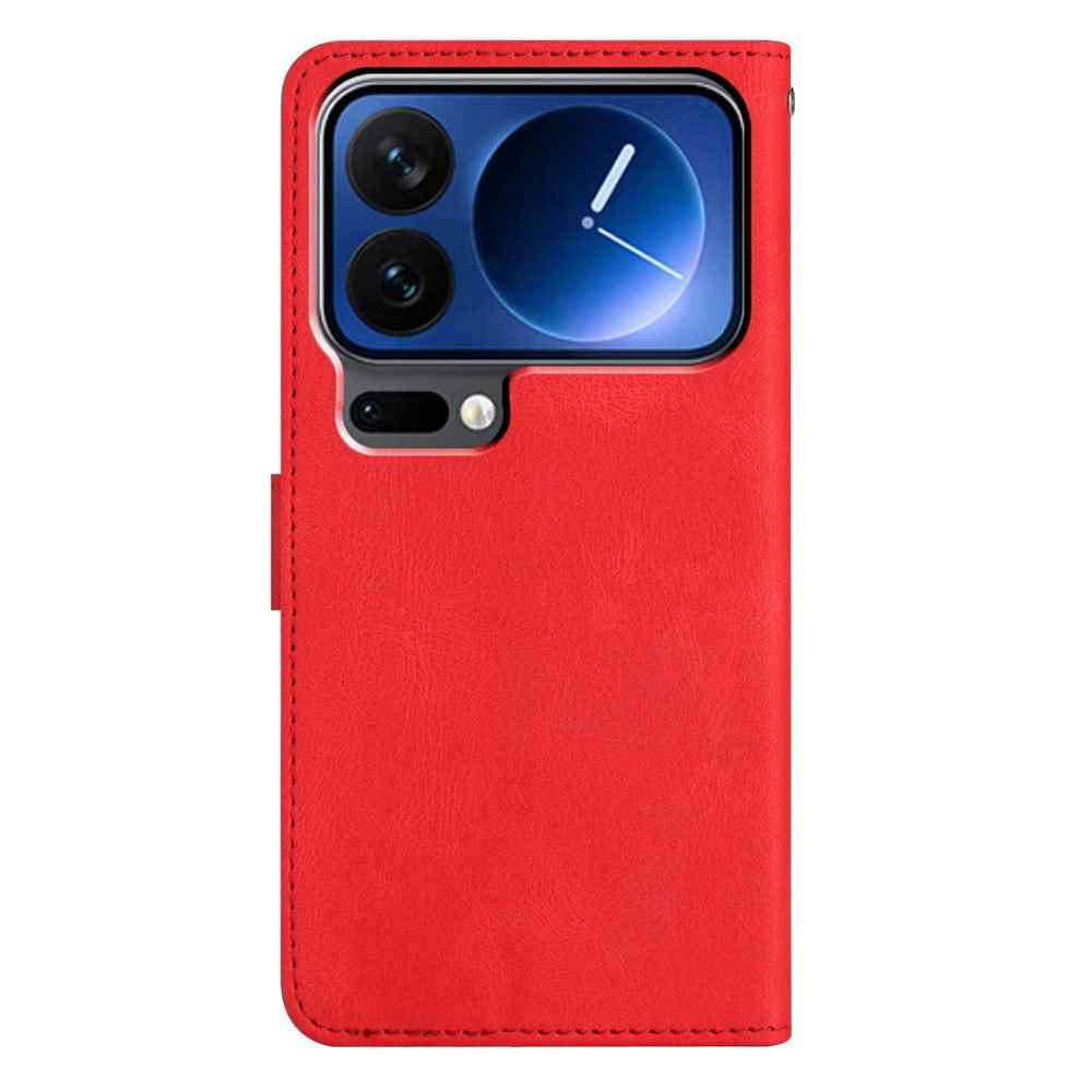 For Xiaomi 17 Pro Case Crazy Horse Texture PU Leather Wallet Stand Phone Cover - Red
