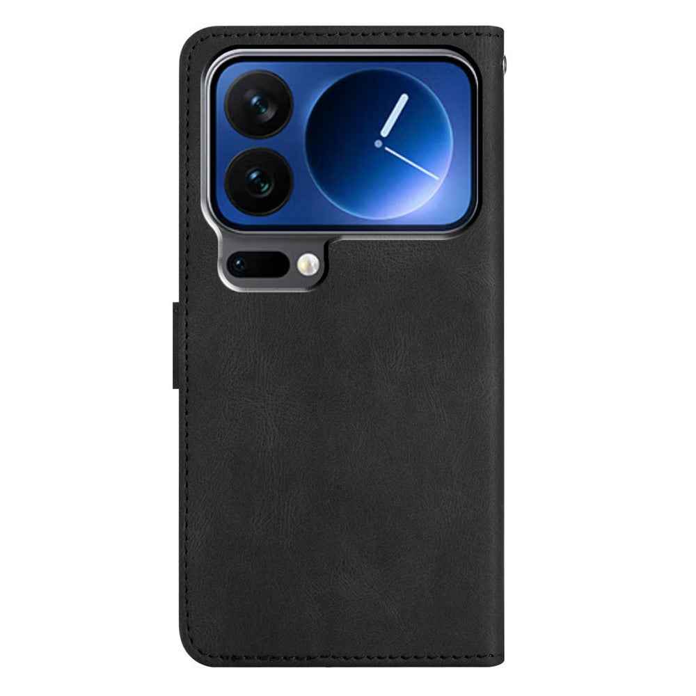 For Xiaomi 17 Pro Case Crazy Horse Texture PU Leather Wallet Stand Phone Cover - Black
