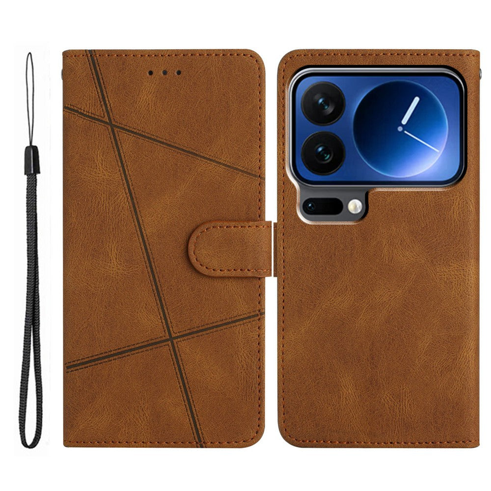 For Xiaomi 17 Pro Max Case Crazy Horse Texture PU Leather Wallet Stand Phone Cover - Brown