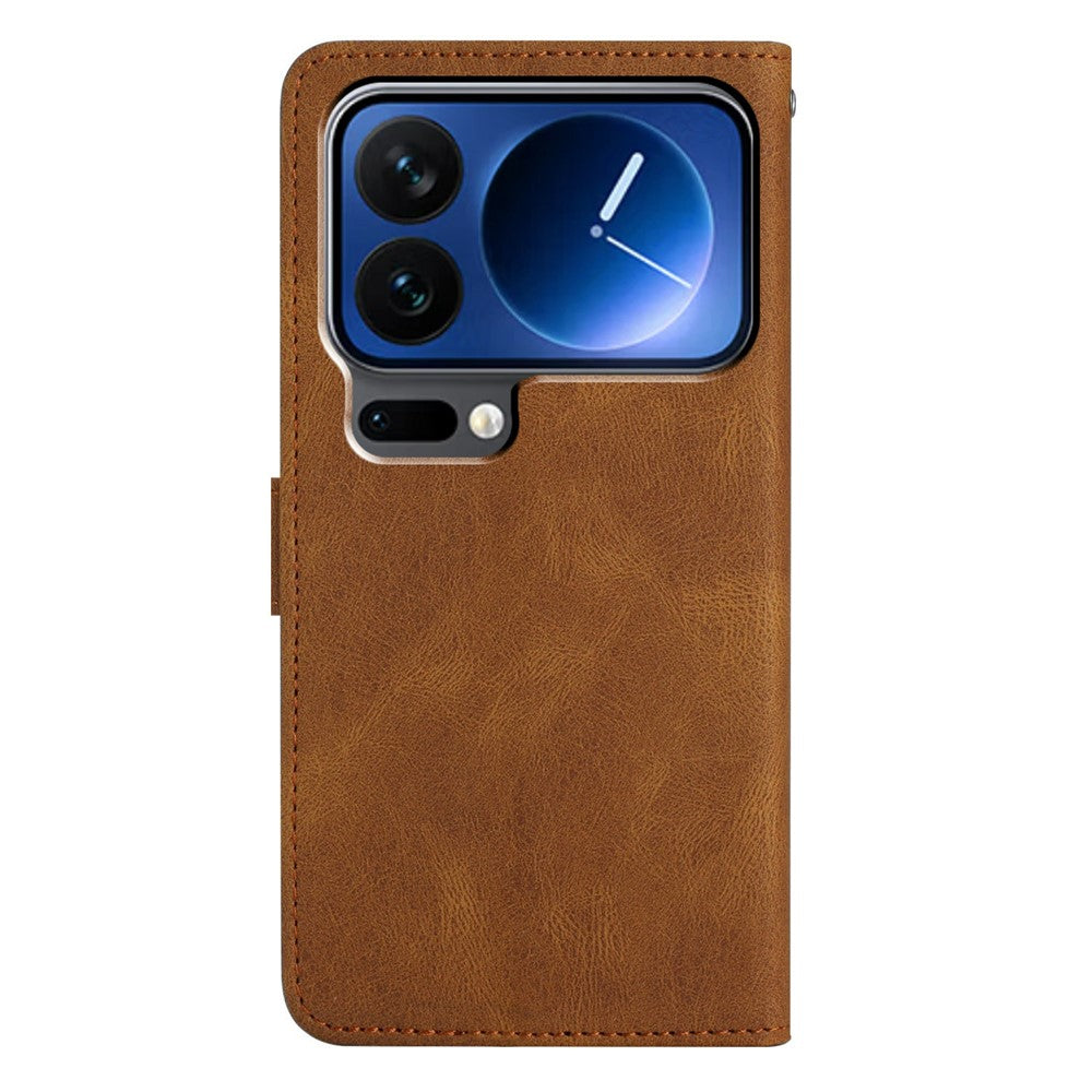 For Xiaomi 17 Pro Max Case Crazy Horse Texture PU Leather Wallet Stand Phone Cover - Brown