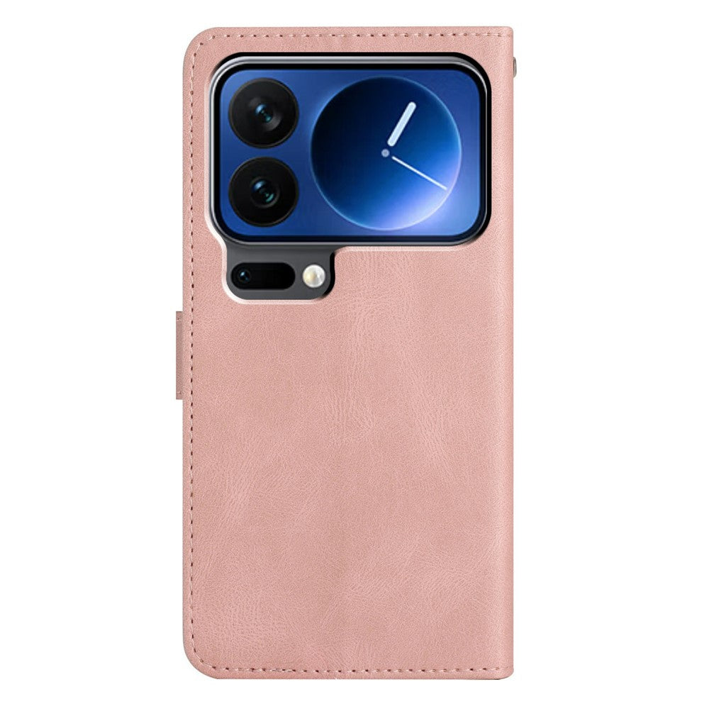 For Xiaomi 17 Pro Max Case Crazy Horse Texture PU Leather Wallet Stand Phone Cover - Rose Gold