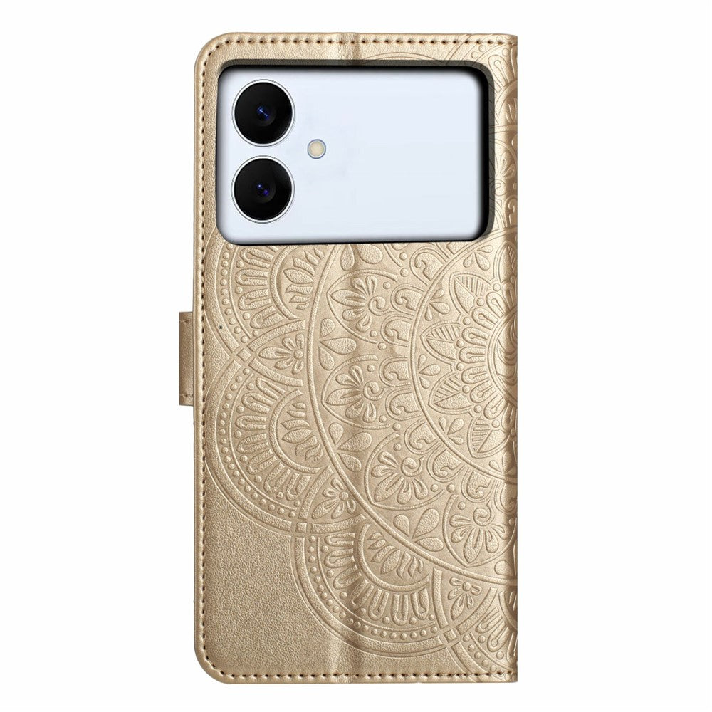 For-Samsung-Galaxy-S26-Edge-Leather-Case-with-Card-Slots-Mandala-Pattern-Phone-Cover-Stand-Gold