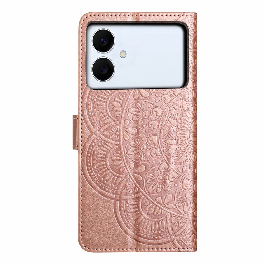 For-Samsung-Galaxy-S26-Edge-Leather-Case-with-Card-Slots-Mandala-Pattern-Phone-Cover-Stand-Rose-Gold