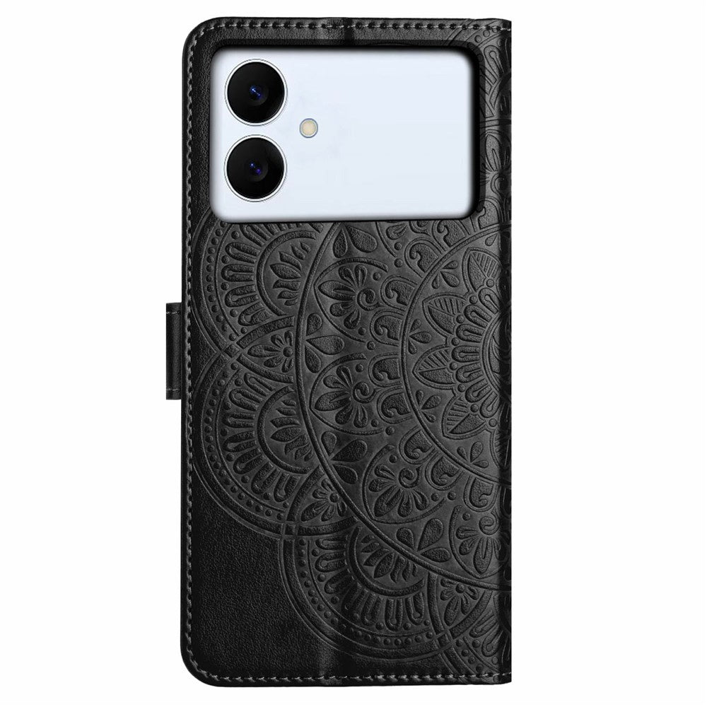 For-Samsung-Galaxy-S26-Edge-Leather-Case-with-Card-Slots-Mandala-Pattern-Phone-Cover-Stand-Black