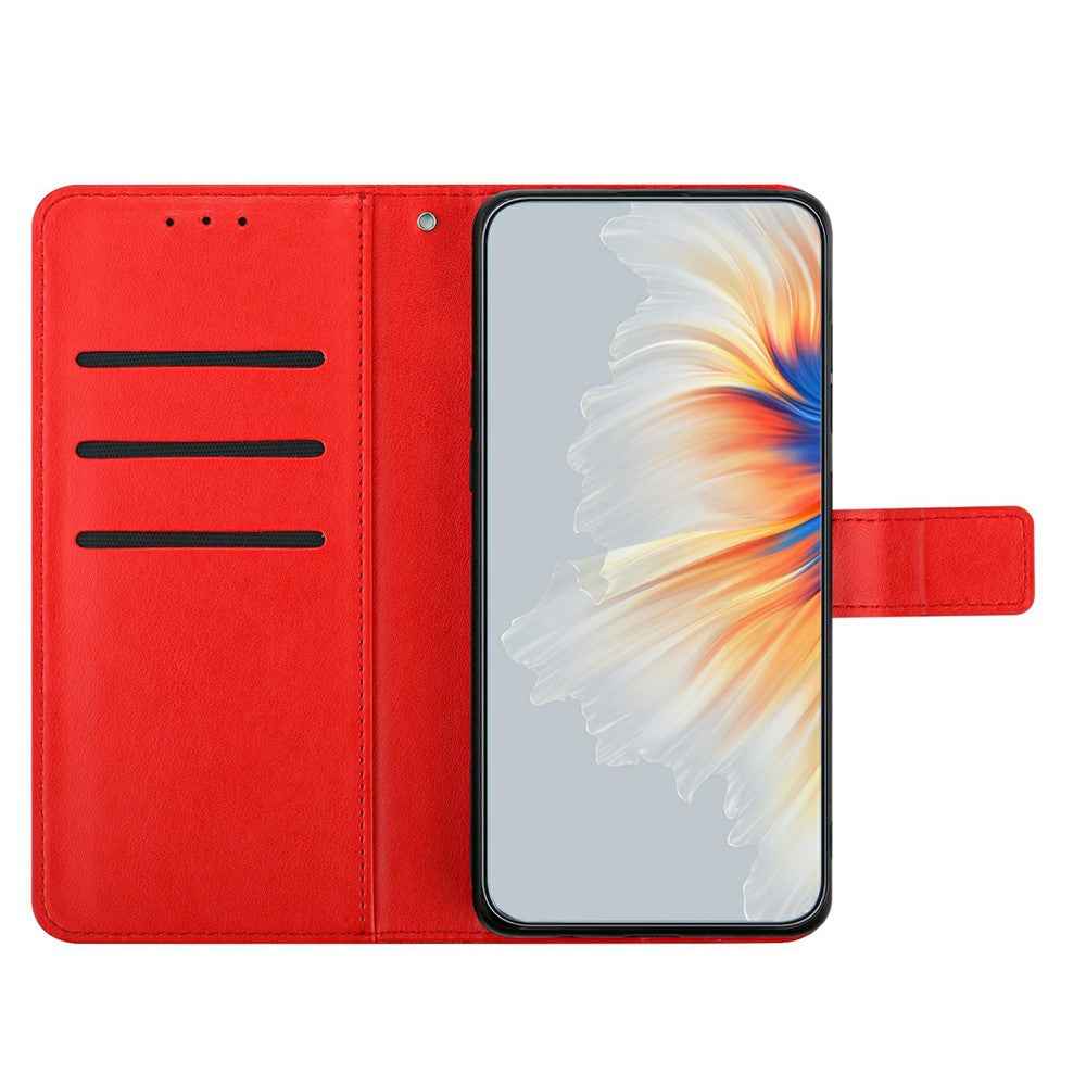 For Xiaomi 17 Pro Leather Case with Card Slots Mandala Pattern Phone Cover Stand - Red