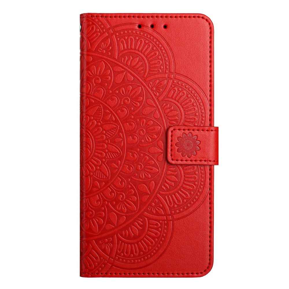 For Xiaomi 17 Pro Leather Case with Card Slots Mandala Pattern Phone Cover Stand - Red