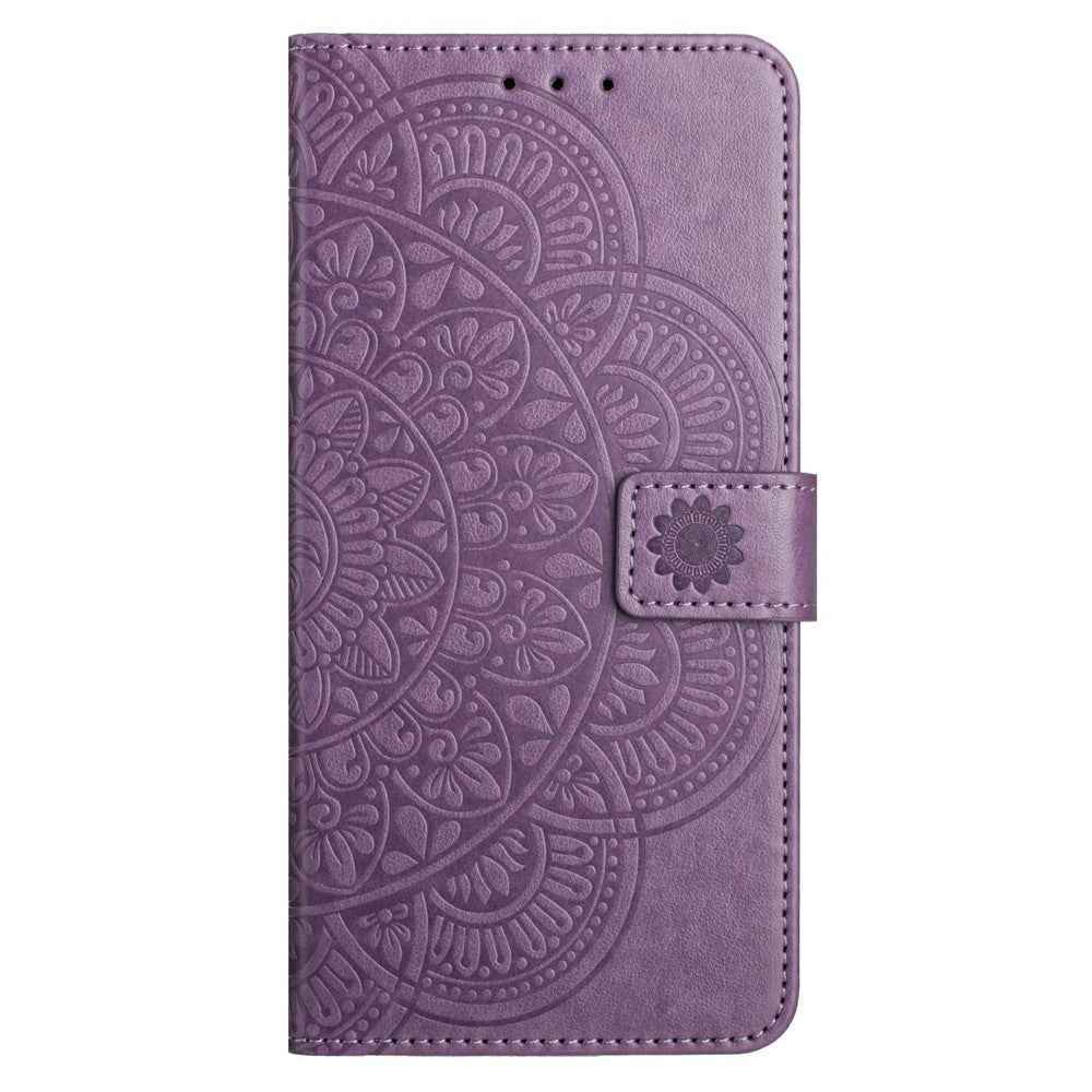 For Xiaomi 17 Pro Leather Case with Card Slots Mandala Pattern Phone Cover Stand - Purple