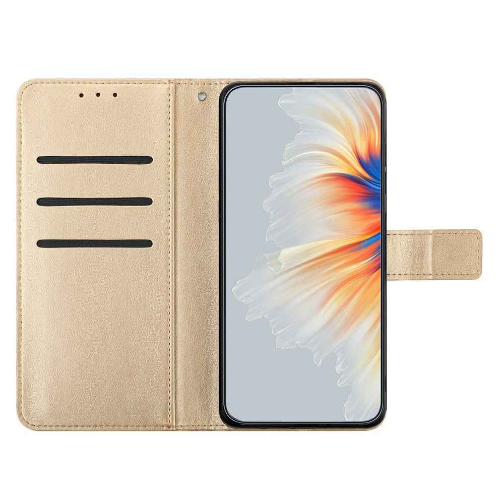 For Xiaomi 17 Pro Leather Case with Card Slots Mandala Pattern Phone Cover Stand - Gold