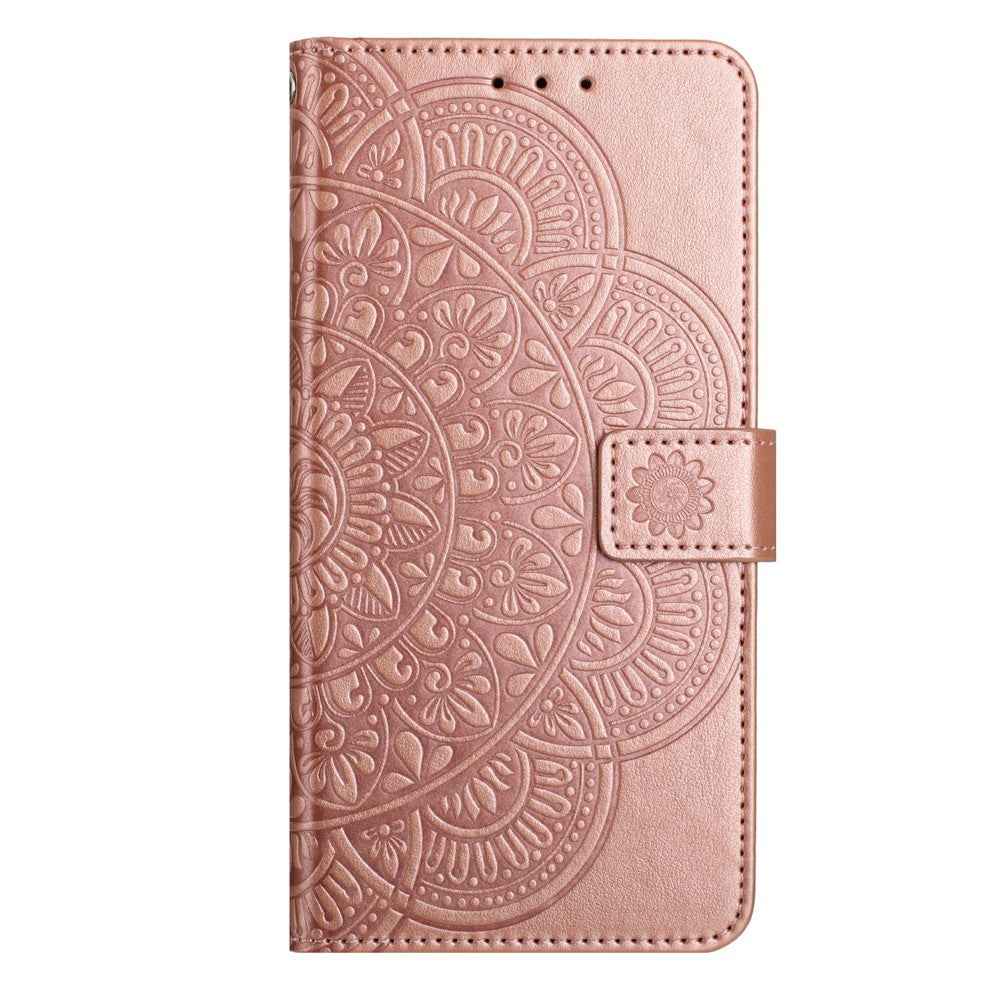 For Xiaomi 17 Pro Leather Case with Card Slots Mandala Pattern Phone Cover Stand - Rose Gold