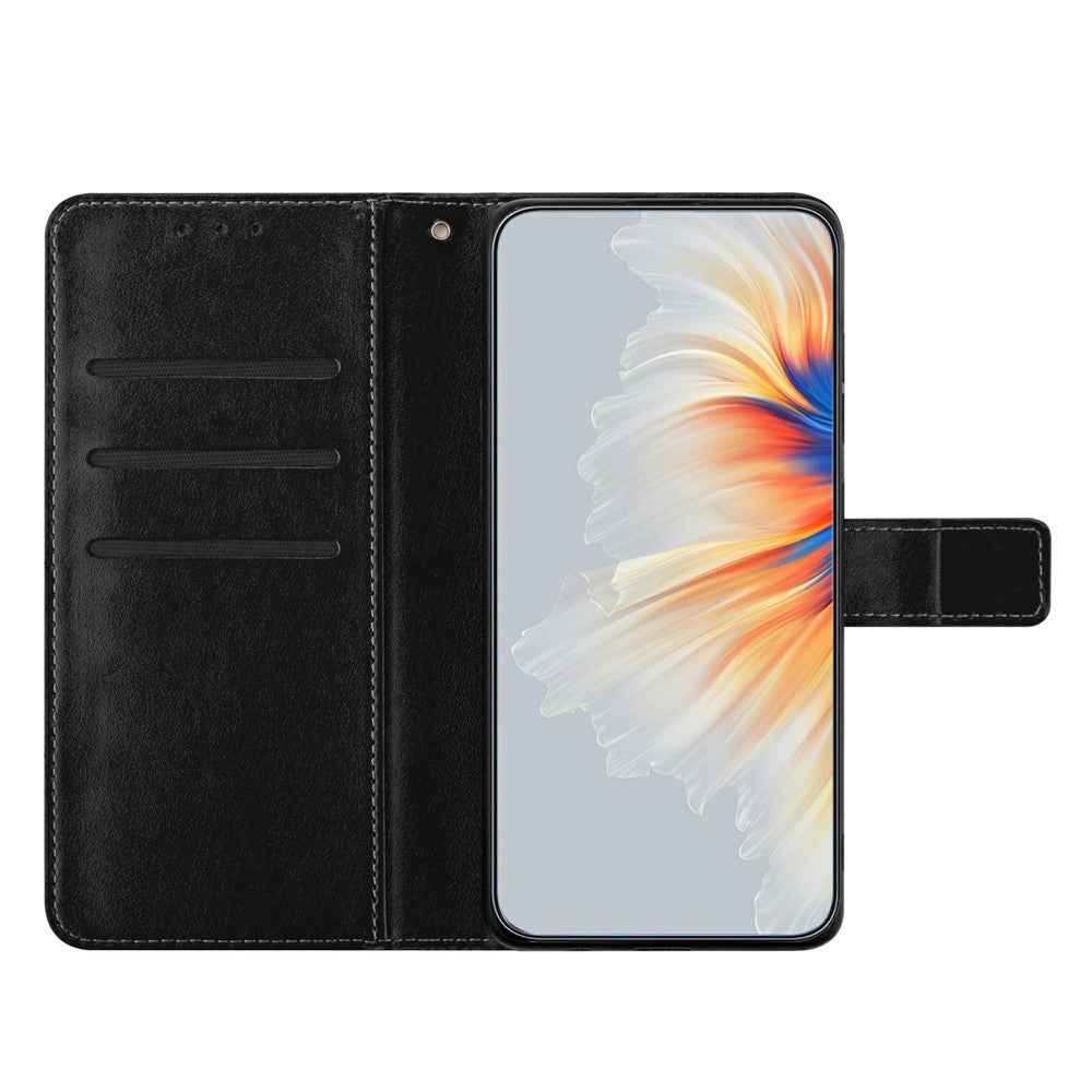 For Xiaomi 17 Pro Leather Case with Card Slots Mandala Pattern Phone Cover Stand - Black