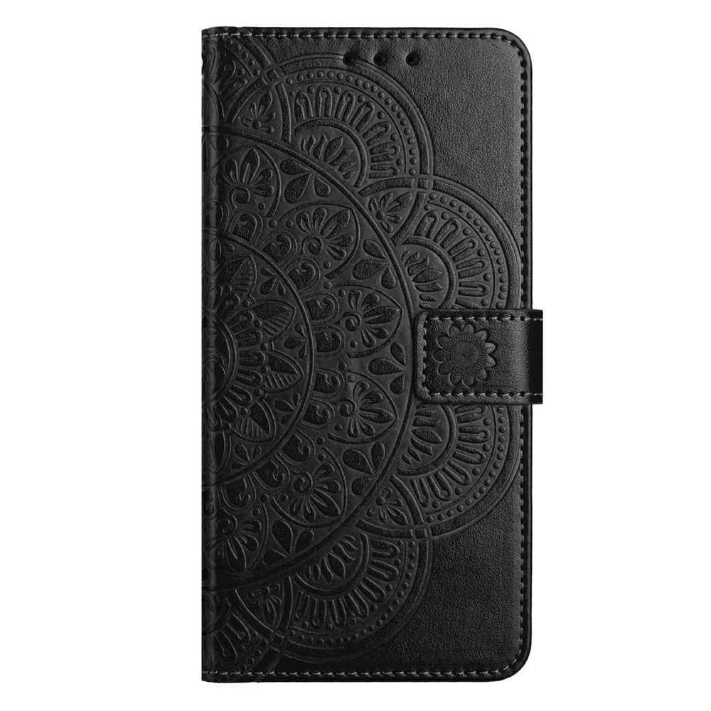 For Xiaomi 17 Pro Leather Case with Card Slots Mandala Pattern Phone Cover Stand - Black