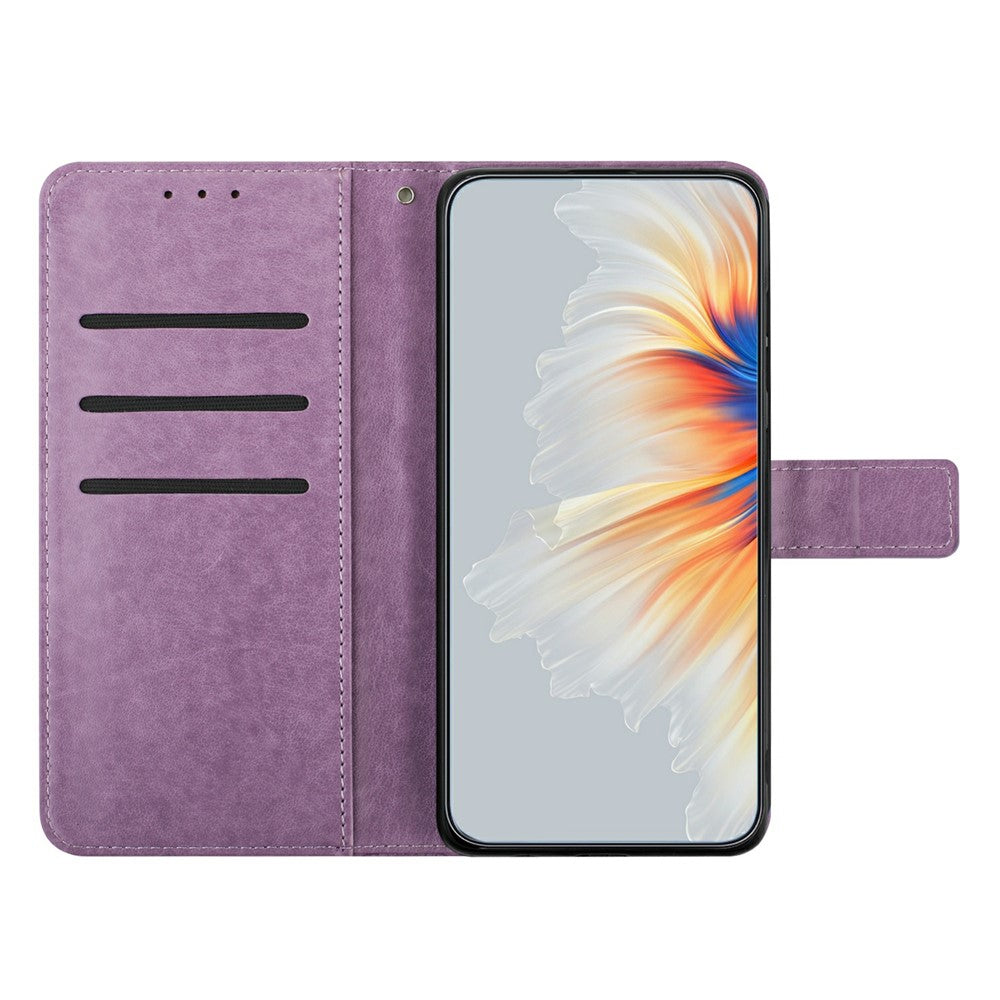 For Xiaomi 17 Pro Max Leather Case with Card Slots Mandala Pattern Phone Cover Stand - Purple