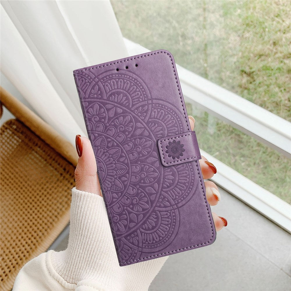For Xiaomi 17 Pro Max Leather Case with Card Slots Mandala Pattern Phone Cover Stand - Purple