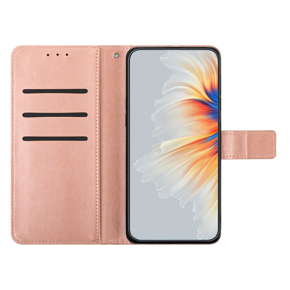 For Xiaomi 17 Pro Max Leather Case with Card Slots Mandala Pattern Phone Cover Stand - Rose Gold