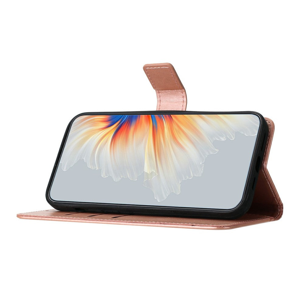 For Xiaomi 17 Pro Max Leather Case with Card Slots Mandala Pattern Phone Cover Stand - Rose Gold