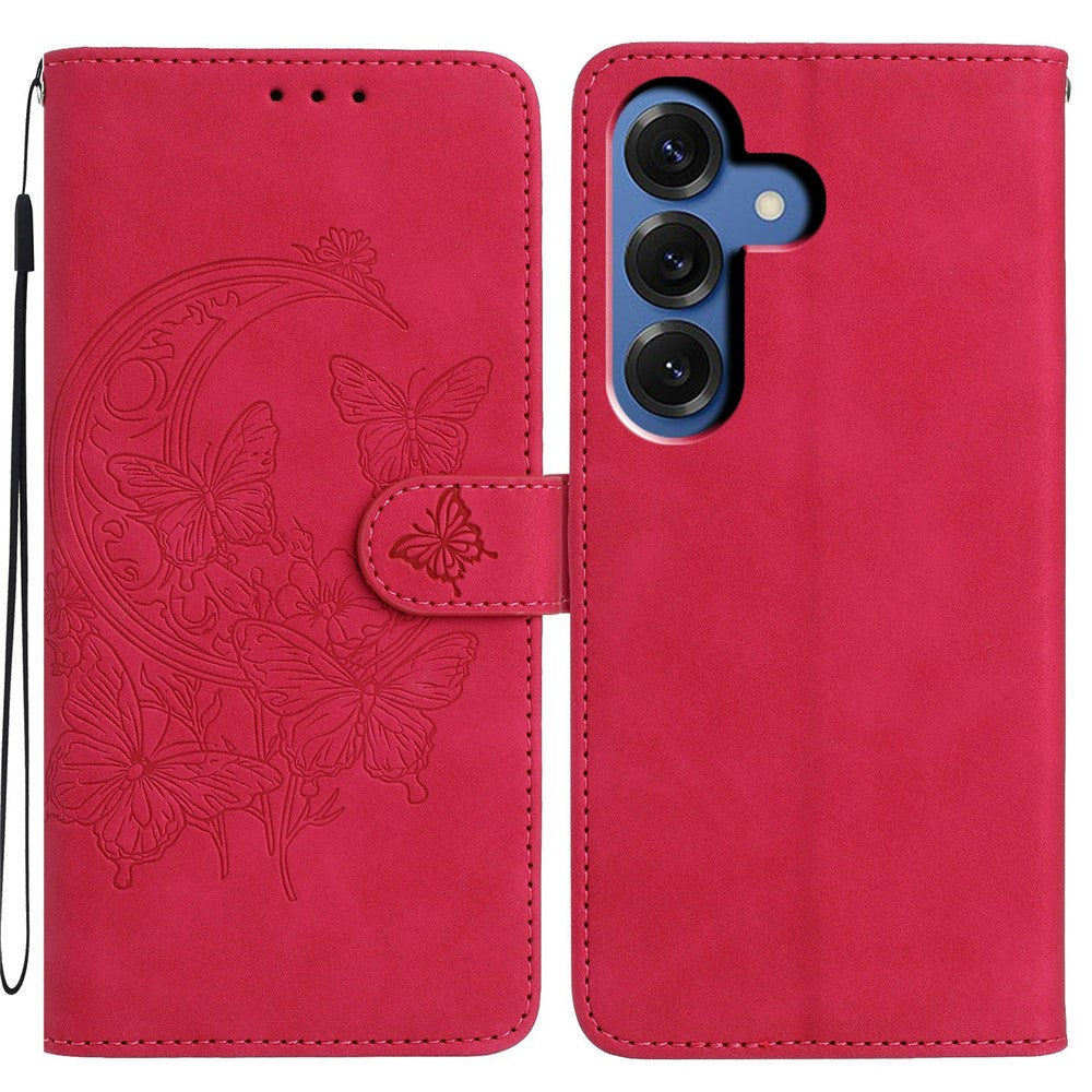 For-Samsung-Galaxy-S26-/-S26-Pro-Case-Butterfly-Flower-Imprinted-PU-Leather-Wallet-Stand-Phone-Cover-Rose