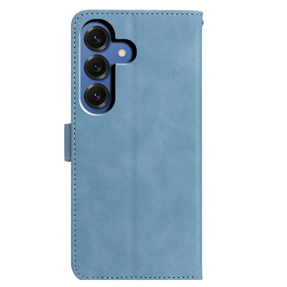 For-Samsung-Galaxy-S26-/-S26-Pro-Case-Butterfly-Flower-Imprinted-PU-Leather-Wallet-Stand-Phone-Cover-Sky-Blue