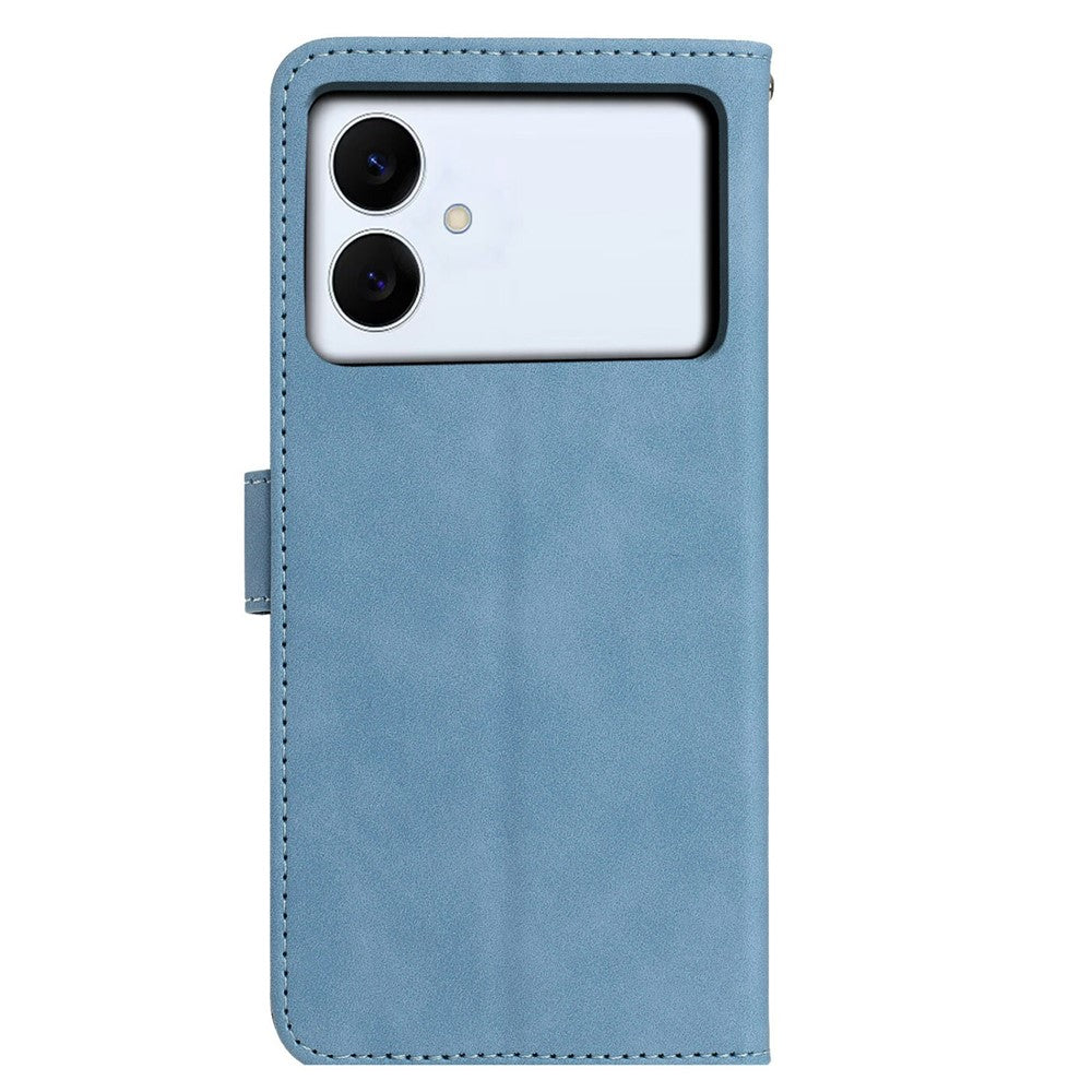 For-Samsung-Galaxy-S26-Edge-Case-Butterfly-Flower-Imprinted-PU-Leather-Wallet-Stand-Phone-Cover-Sky-Blue