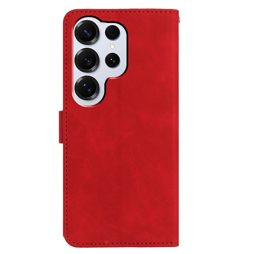 For-Samsung-Galaxy-S26-Ultra-Case-Butterfly-Flower-Imprinted-PU-Leather-Wallet-Stand-Phone-Cover-Red