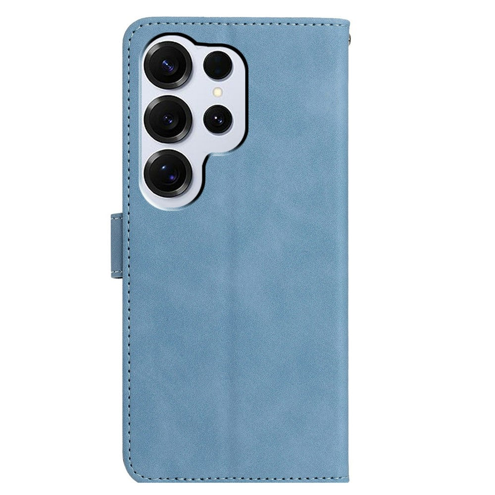 For-Samsung-Galaxy-S26-Ultra-Case-Butterfly-Flower-Imprinted-PU-Leather-Wallet-Stand-Phone-Cover-Sky-Blue