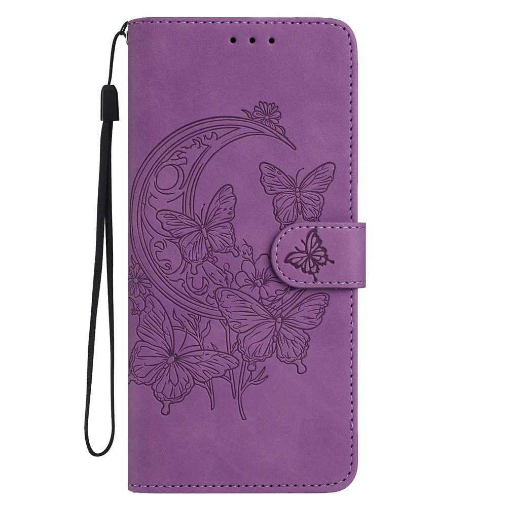 For Xiaomi 17 Pro Case Butterfly Flower Imprinted PU Leather Wallet Stand Phone Cover - Purple
