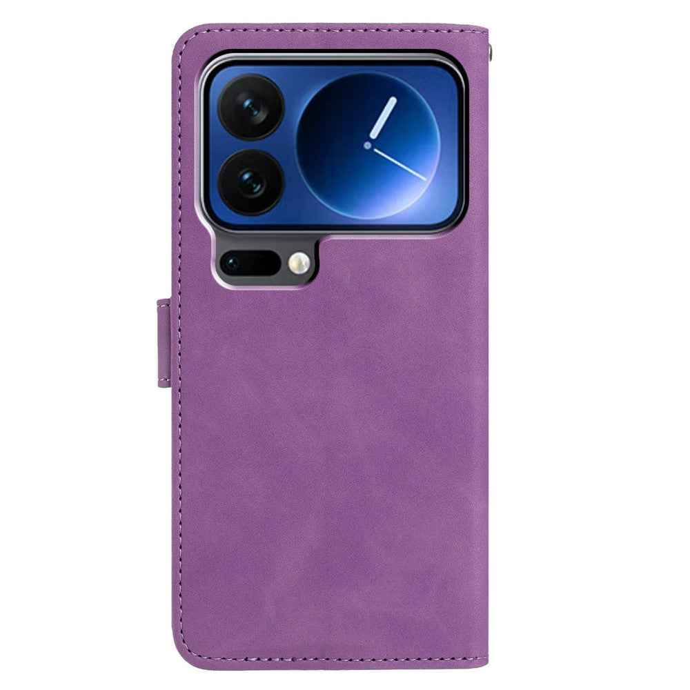 For Xiaomi 17 Pro Case Butterfly Flower Imprinted PU Leather Wallet Stand Phone Cover - Purple