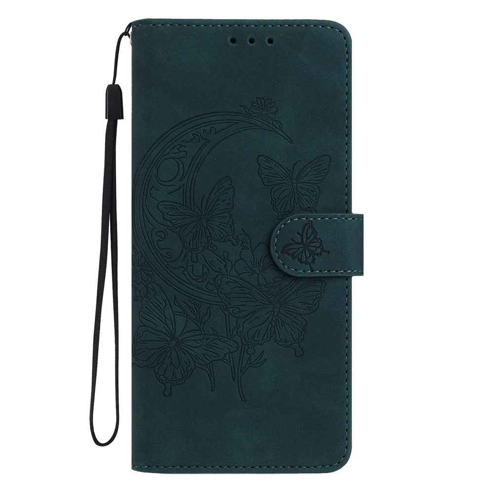 For Xiaomi 17 Pro Case Butterfly Flower Imprinted PU Leather Wallet Stand Phone Cover - Green