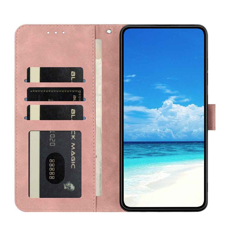 For Xiaomi 17 Pro Case Butterfly Flower Imprinted PU Leather Wallet Stand Phone Cover - Rose Gold