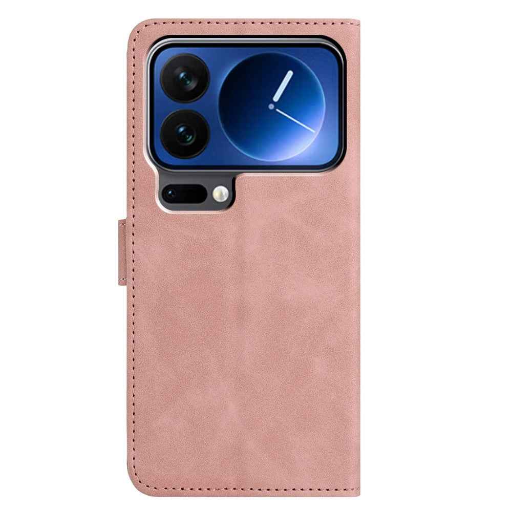 For Xiaomi 17 Pro Case Butterfly Flower Imprinted PU Leather Wallet Stand Phone Cover - Rose Gold