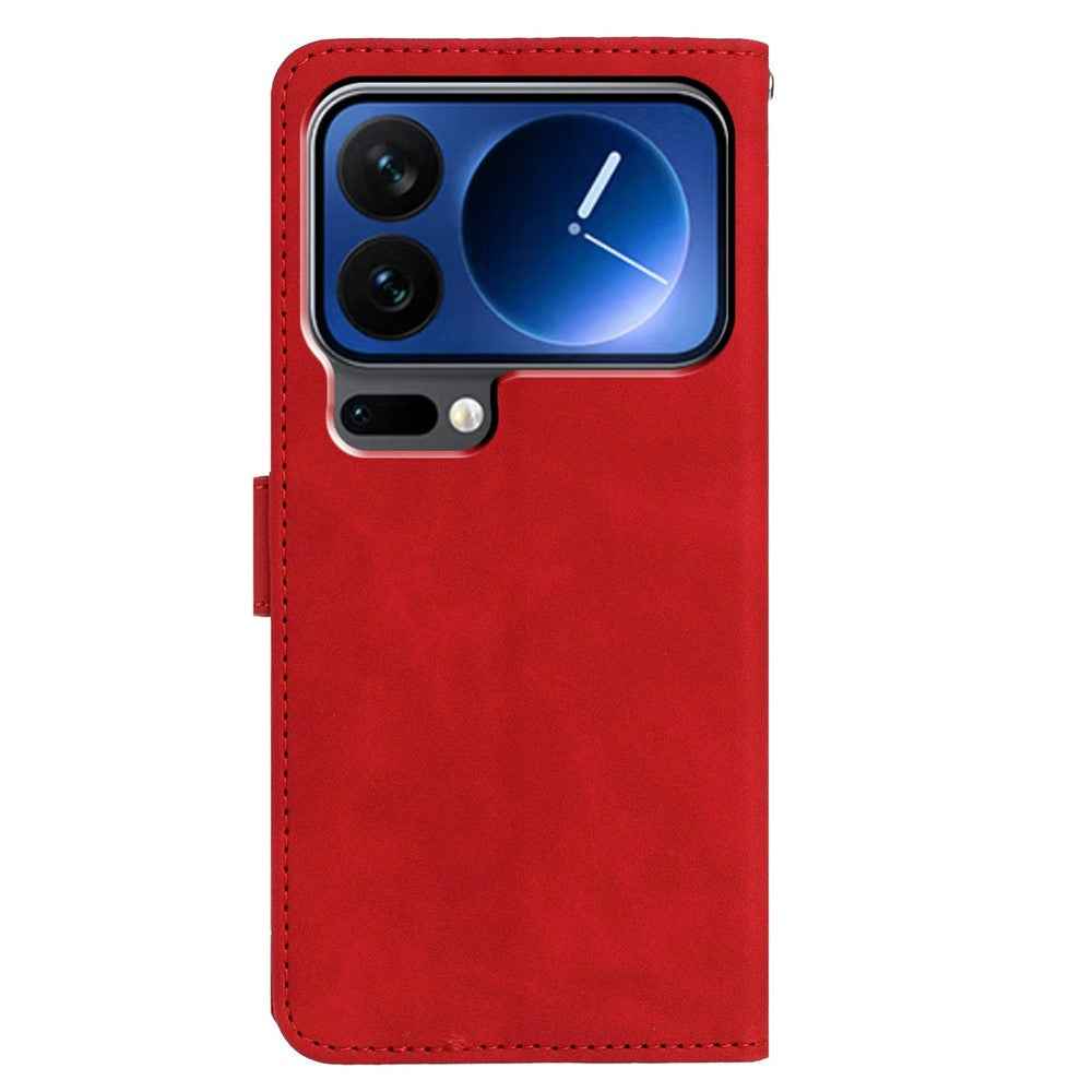 For Xiaomi 17 Pro Case Butterfly Flower Imprinted PU Leather Wallet Stand Phone Cover - Red