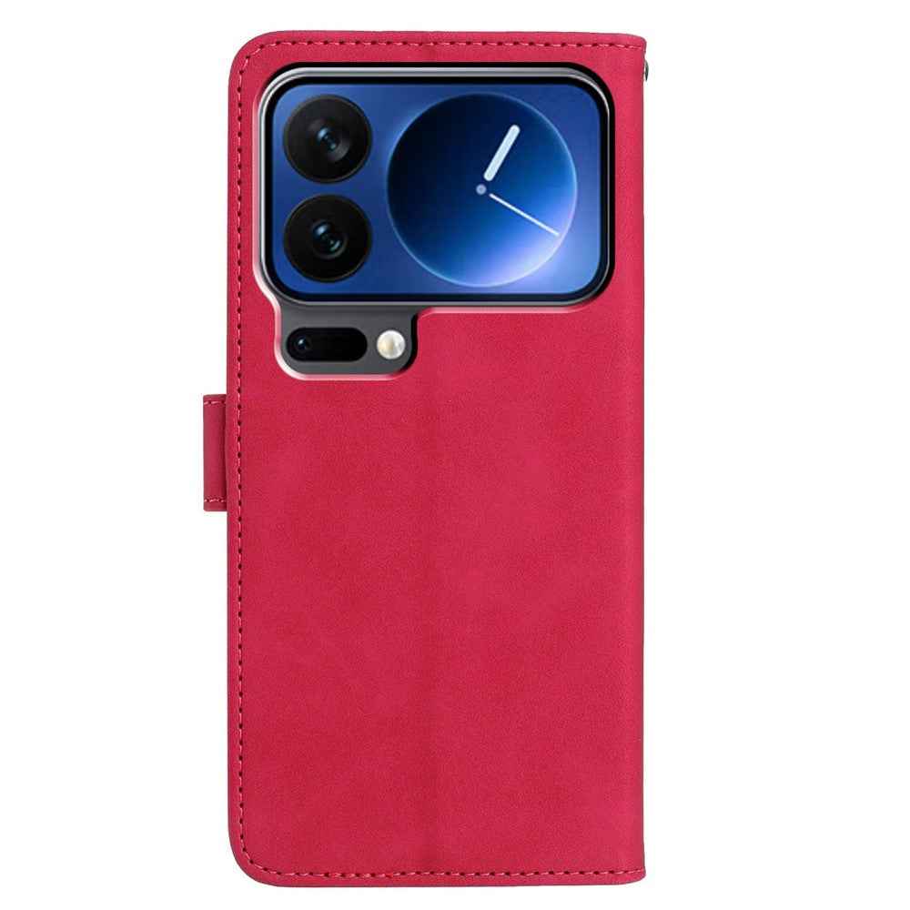 For Xiaomi 17 Pro Case Butterfly Flower Imprinted PU Leather Wallet Stand Phone Cover - Rose