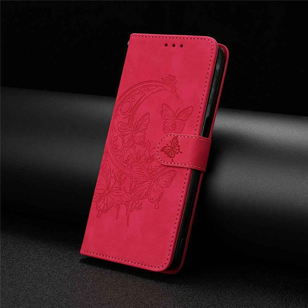 For Xiaomi 17 Pro Case Butterfly Flower Imprinted PU Leather Wallet Stand Phone Cover - Rose
