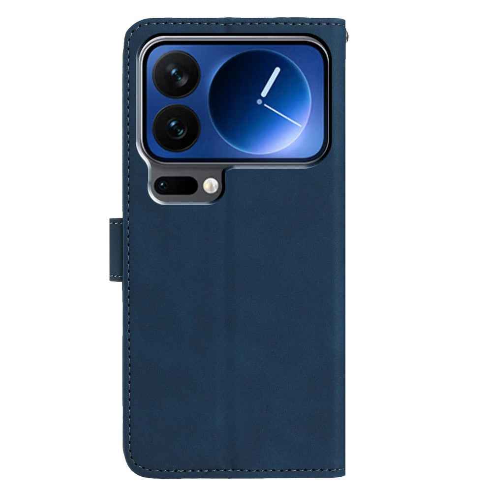 For Xiaomi 17 Pro Case Butterfly Flower Imprinted PU Leather Wallet Stand Phone Cover - Blue