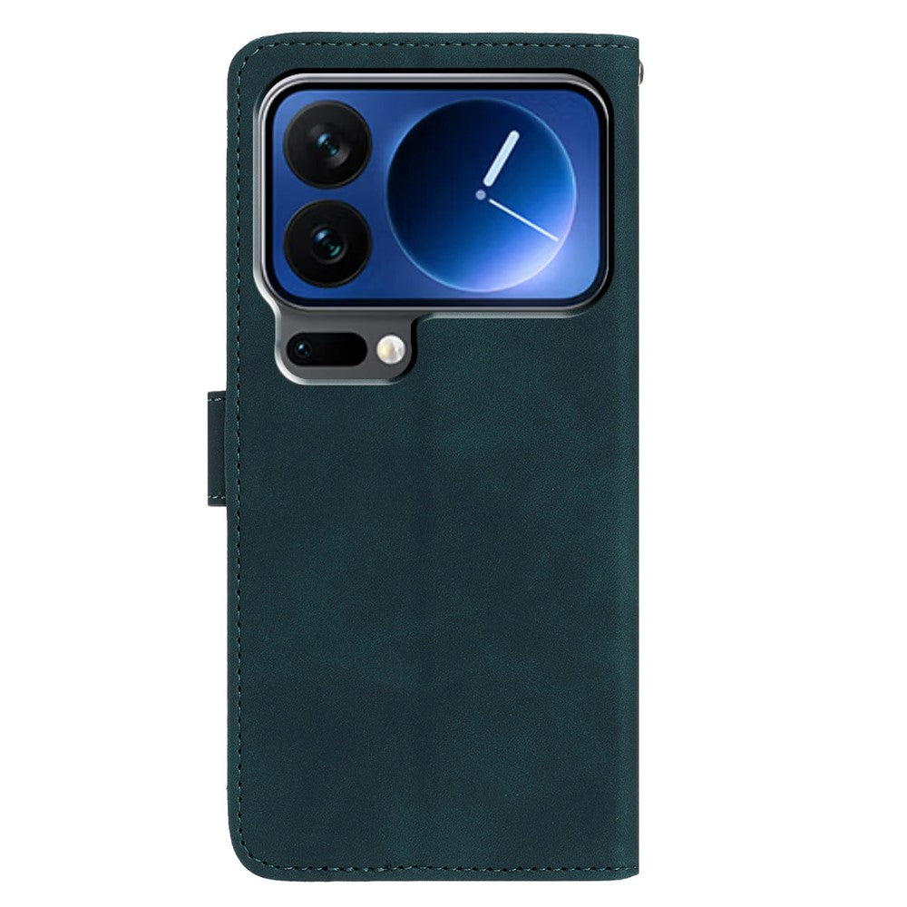 For Xiaomi 17 Pro Max Case Butterfly Flower Imprinted PU Leather Wallet Stand Phone Cover - Green