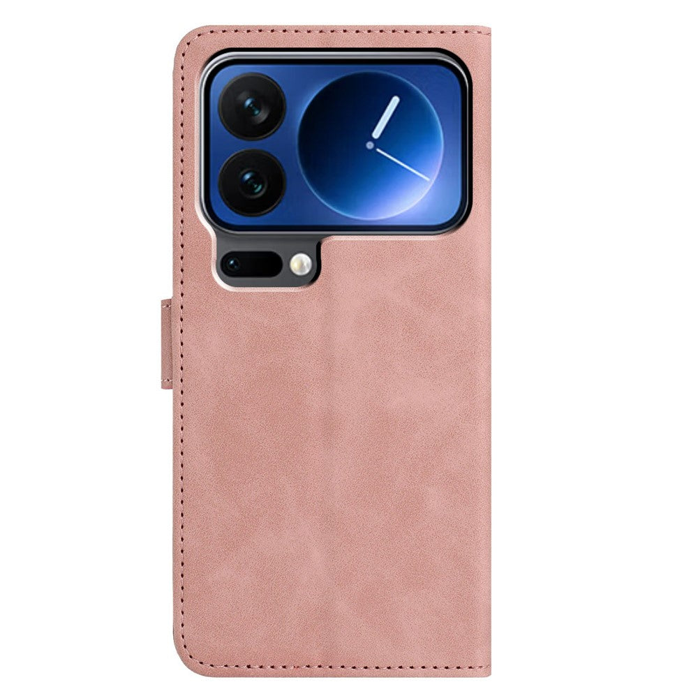 For Xiaomi 17 Pro Max Case Butterfly Flower Imprinted PU Leather Wallet Stand Phone Cover - Rose Gold