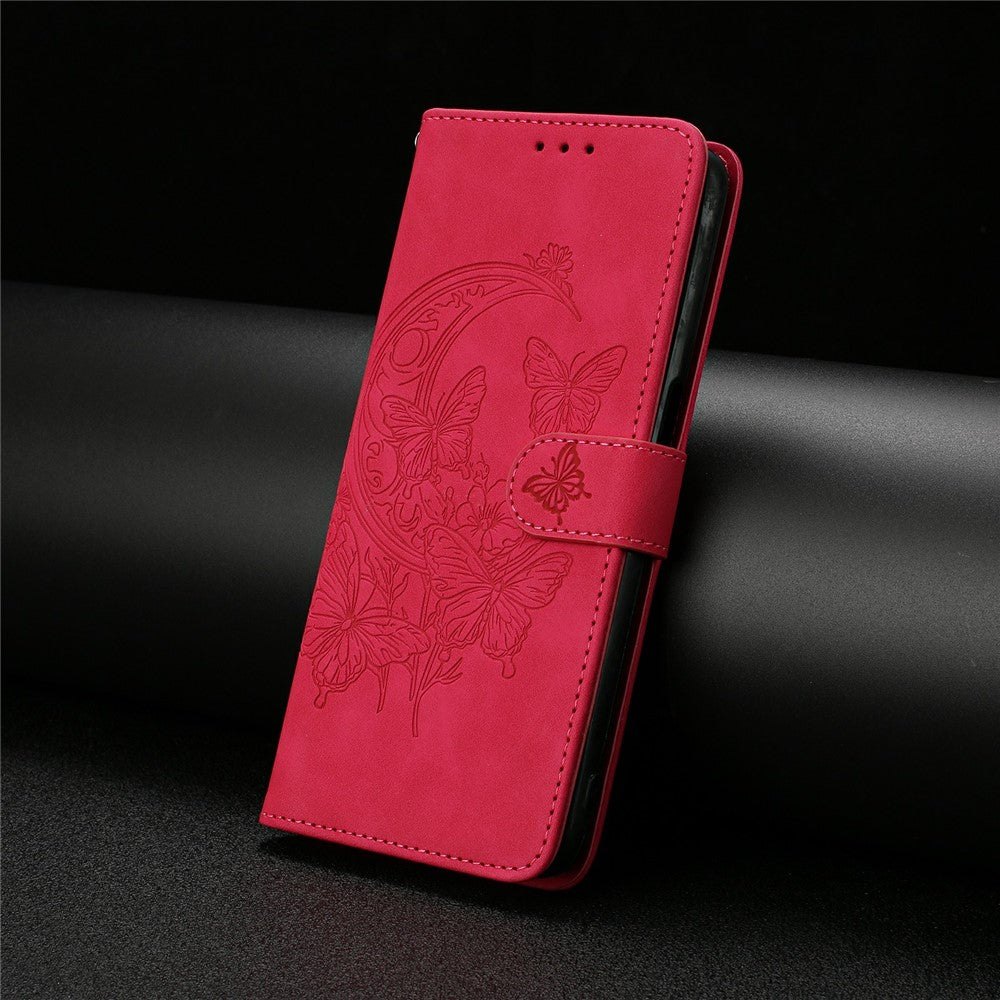 For Xiaomi 17 Pro Max Case Butterfly Flower Imprinted PU Leather Wallet Stand Phone Cover - Rose