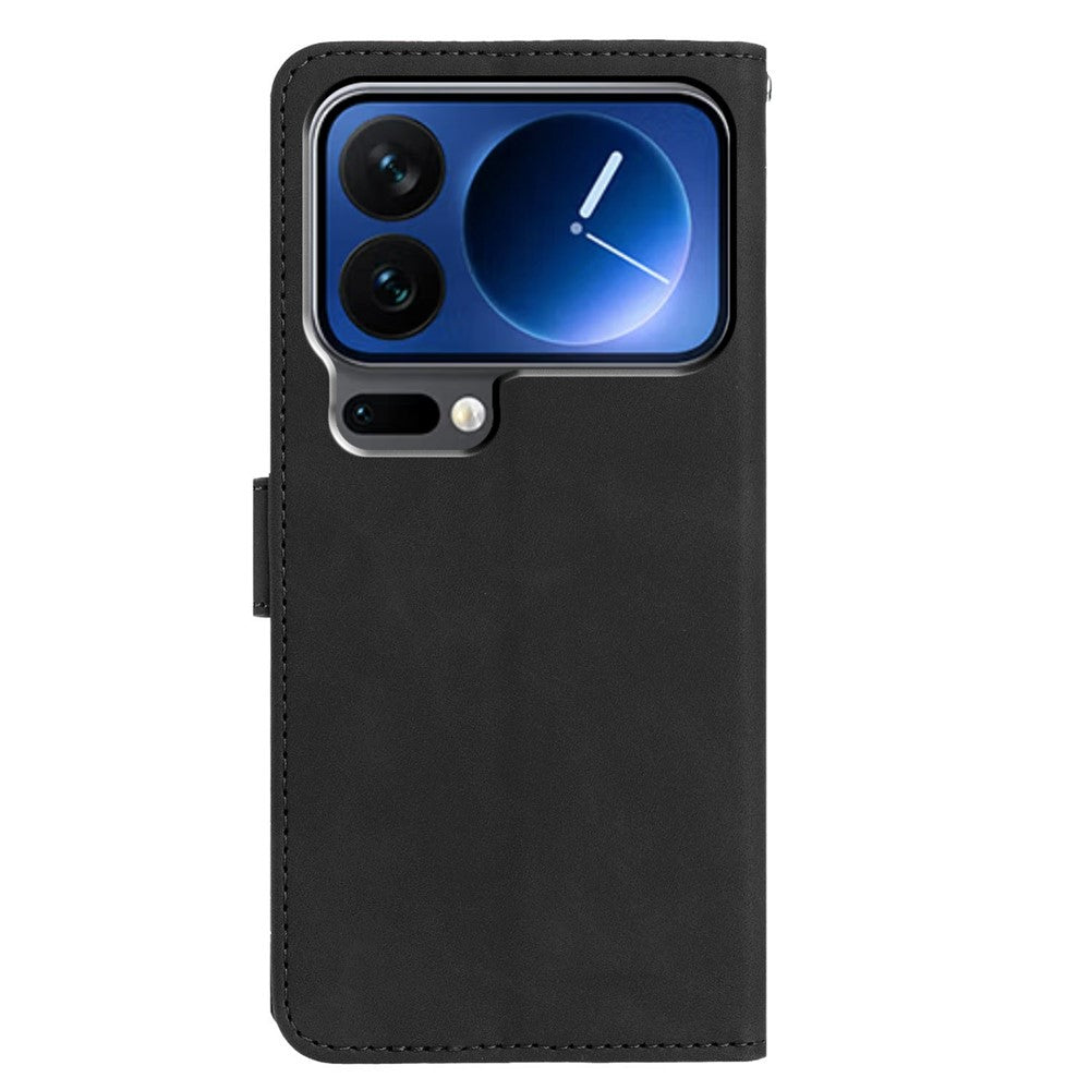 For Xiaomi 17 Pro Max Case Butterfly Flower Imprinted PU Leather Wallet Stand Phone Cover - Black