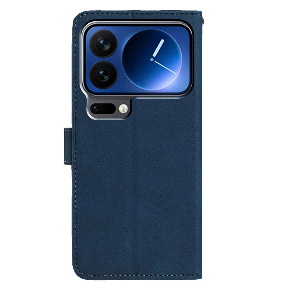 For Xiaomi 17 Pro Max Case Butterfly Flower Imprinted PU Leather Wallet Stand Phone Cover - Blue