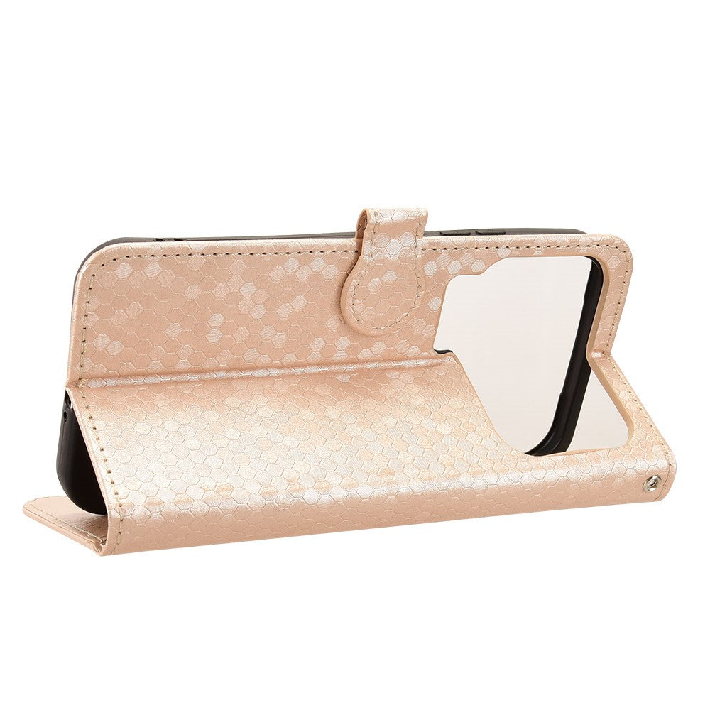 For Xiaomi 17 Pro Max Wallet Case Dot Pattern Imprint PU Leather Phone Cover with Wrist Strap - Rose Gold
