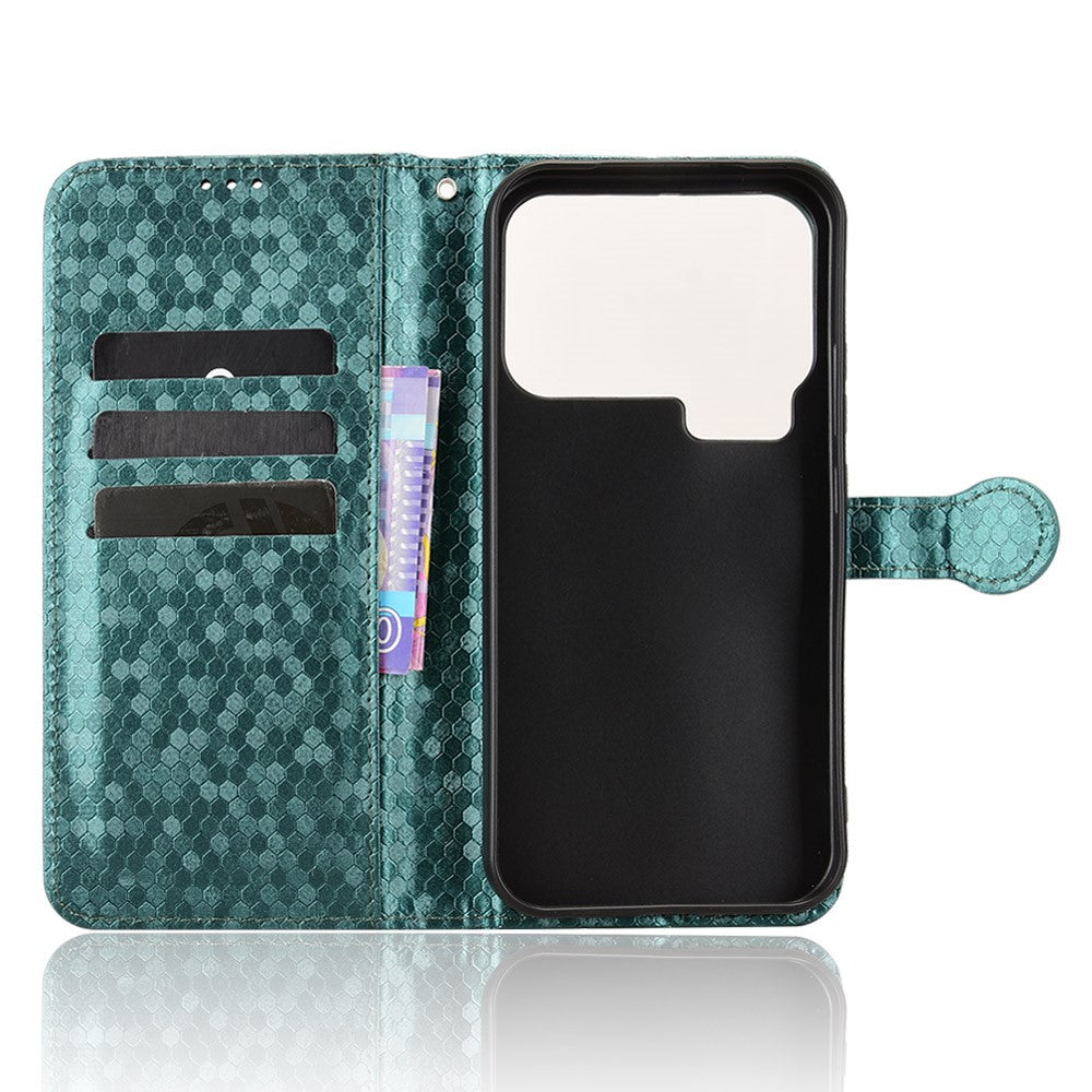 For Xiaomi 17 Pro Max Wallet Case Dot Pattern Imprint PU Leather Phone Cover with Wrist Strap - Green