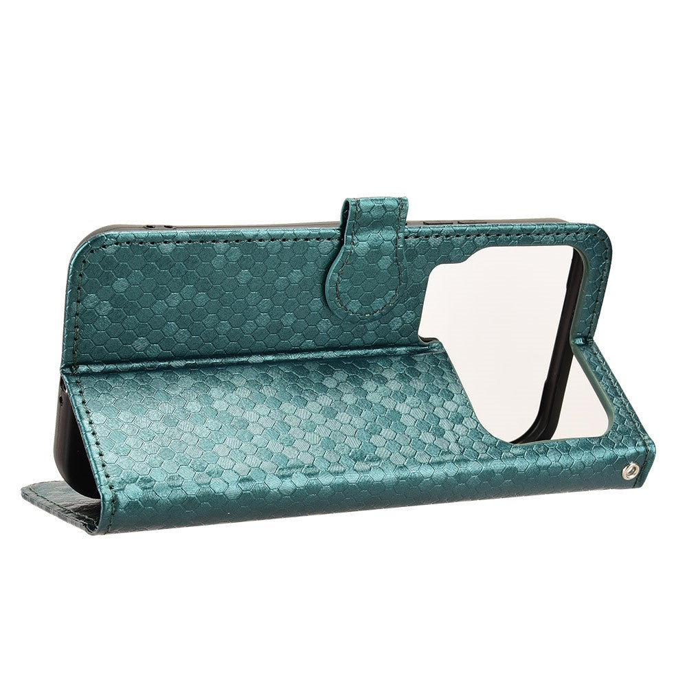For Xiaomi 17 Pro Max Wallet Case Dot Pattern Imprint PU Leather Phone Cover with Wrist Strap - Green