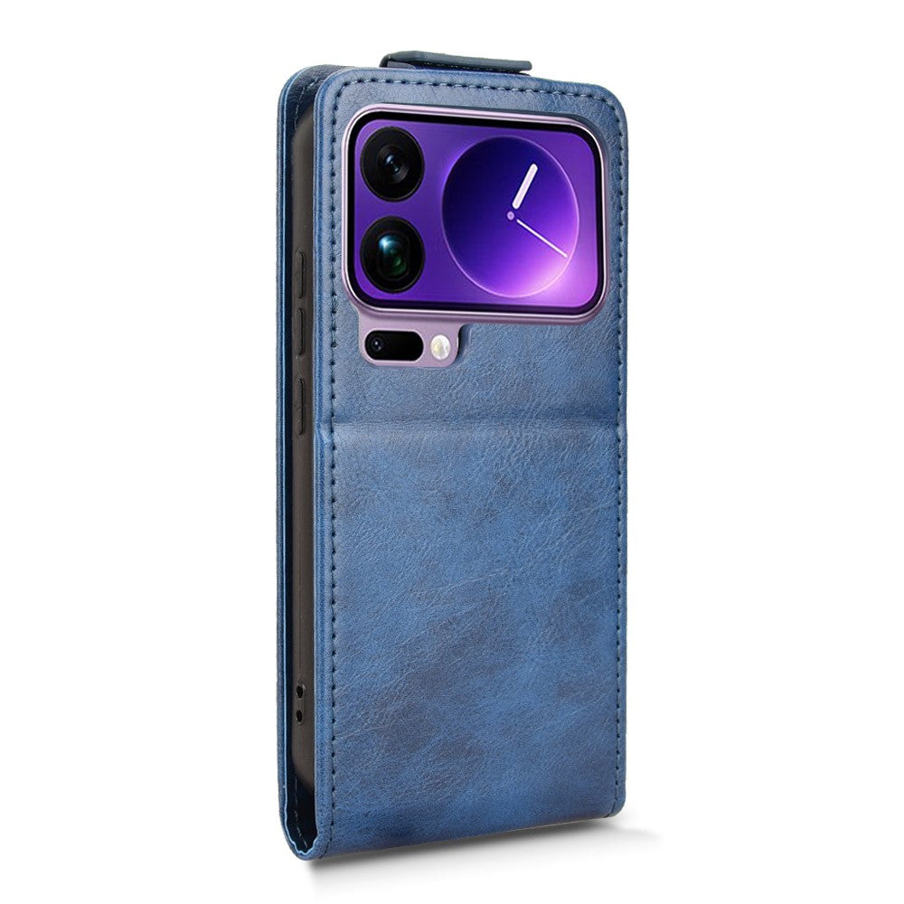 For Xiaomi 17 Pro Max Stand Case Magnetic Clasp Vertical Flip Leather Phone Cover with Card Holder - Dark Blue