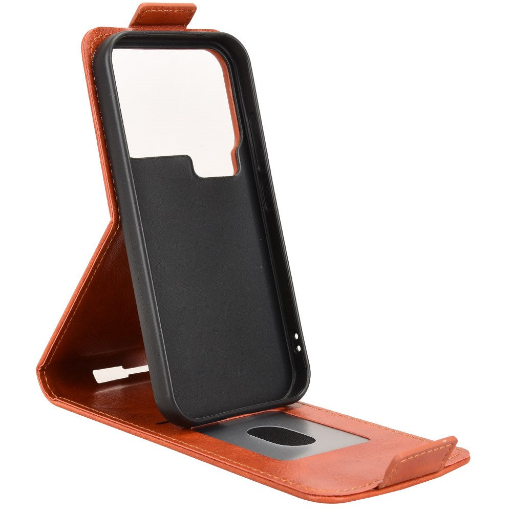 For Xiaomi 17 Pro Max Stand Case Magnetic Clasp Vertical Flip Leather Phone Cover with Card Holder - Orange